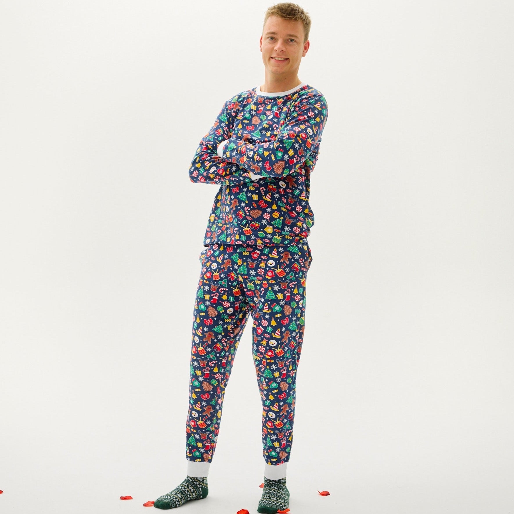 Crazy Weihnachtspyjama Marineblau - Herren.